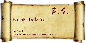 Patak Iván névjegykártya